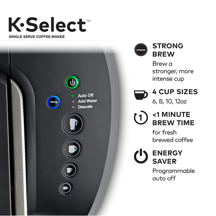 Cafetera Con Deposito Extraíble De 52oz Keurig K-SELECT K80 - Negro