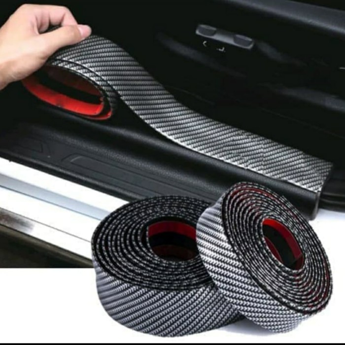 Cinta Antiderrapante Auto Apariencia Fibra Carbón 2 Piezas