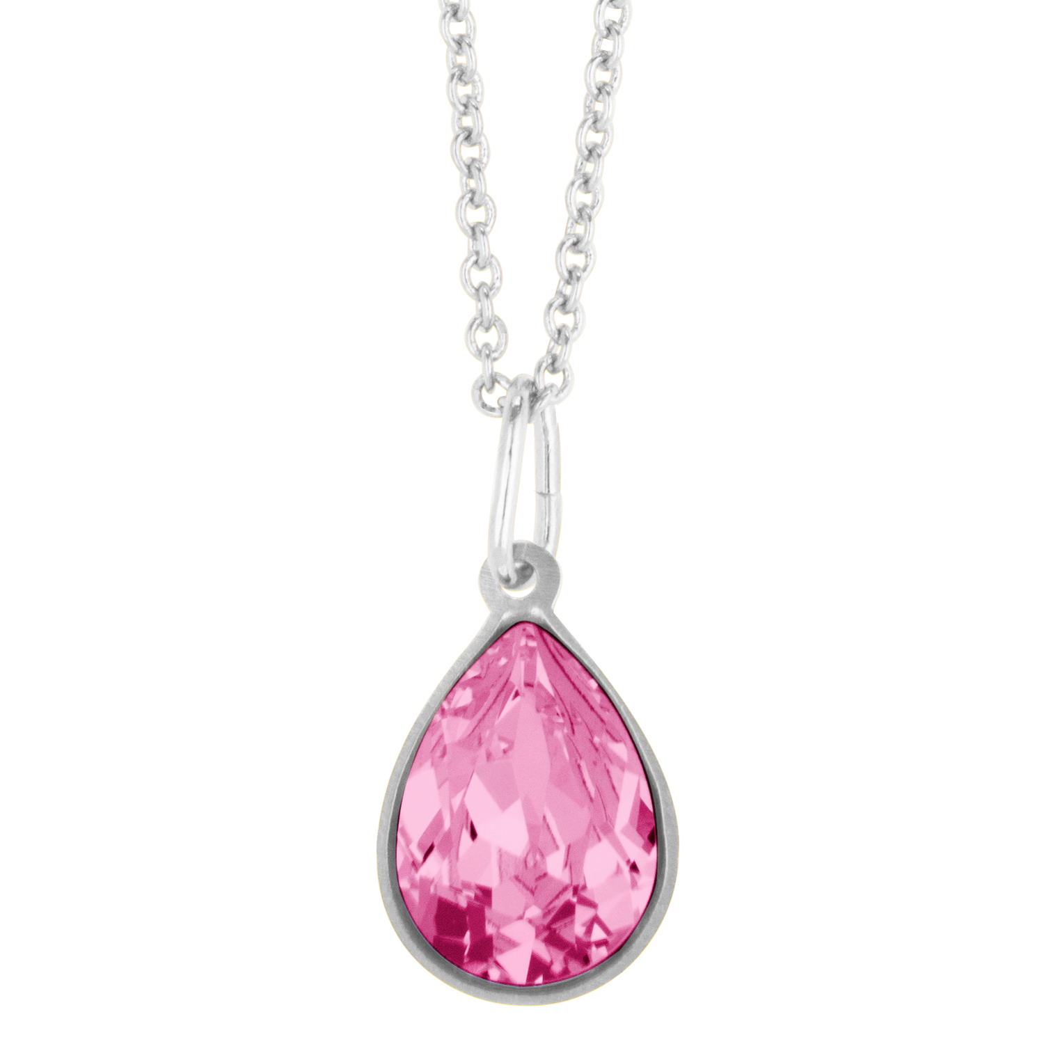 Collar para Mujer con Cristal Fino Europeo en forma de Gota- Bañado en Rodio- Collar Elegante y Brillante-Collares de Mujer de Moda- Joyería para Mujer de Moda- Regalo especial