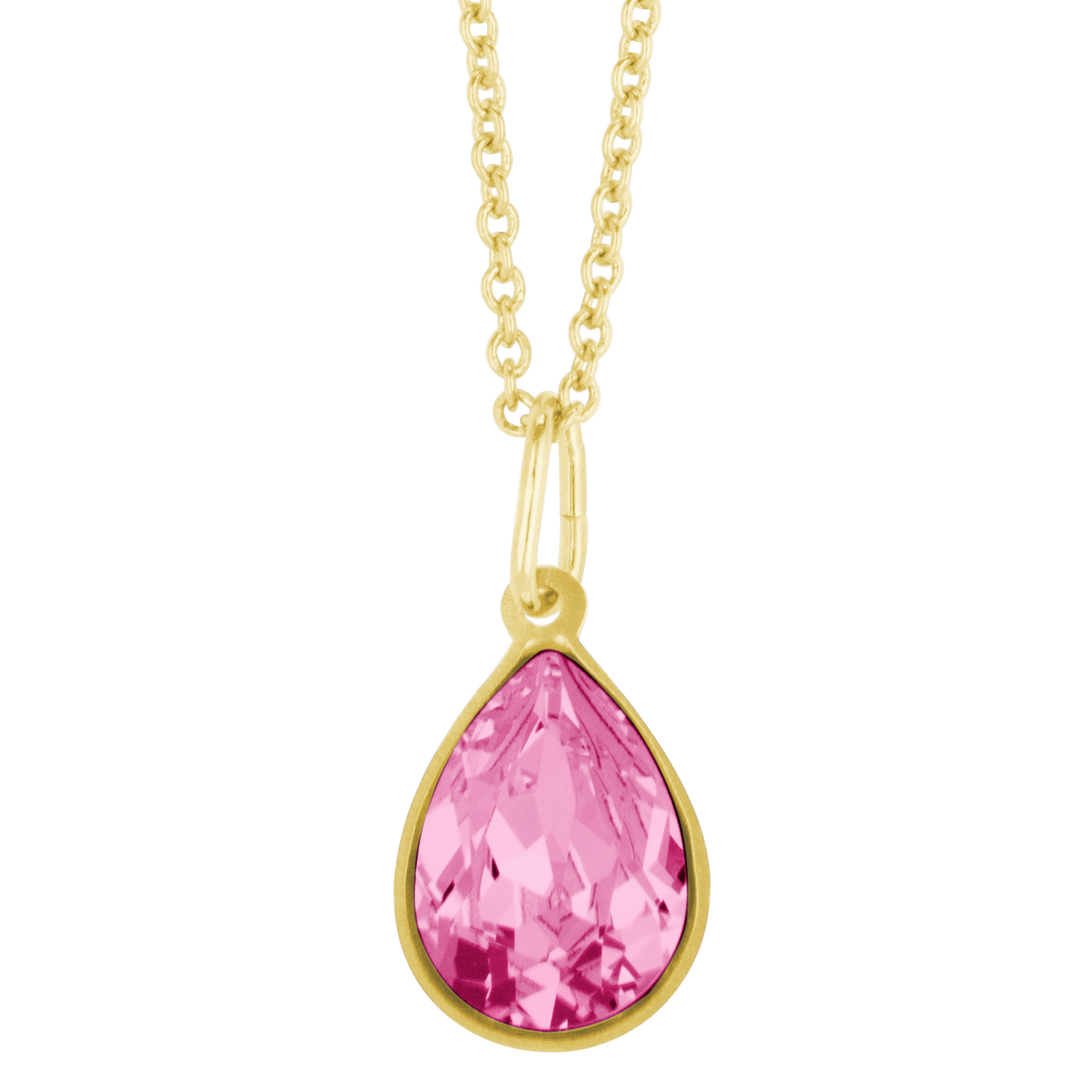 Collar para Mujer con Cristal Fino Europeo en forma de Gota- Bañado en Oro 14k- Collar Elegante y Brillante-Collares de Mujer de Moda- Joyería para Mujer de Moda- Regalo especial