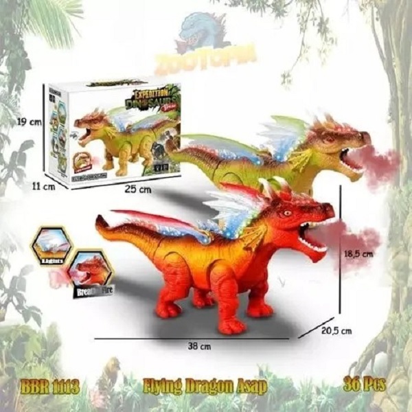 Dragón Rojo Luz Sonido Enciende Luces Camina Tiene Alas Avienta Spray y Vapor