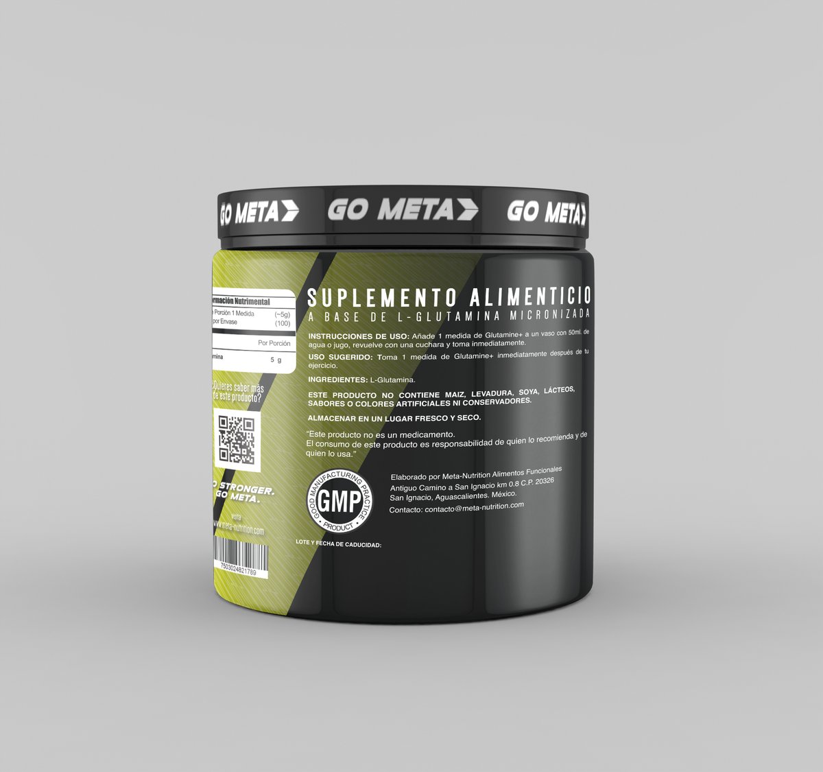 Glutamina Meta Nutrition Micronizada L-Glutamina + 500 Gr *100 Porciones*