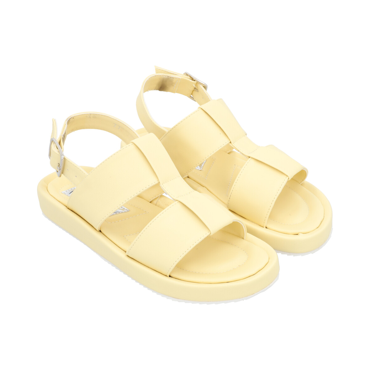 Sandalia De Plataforma Baja Con Látigo Ajustable Color Amarillo Betún Para Mujer