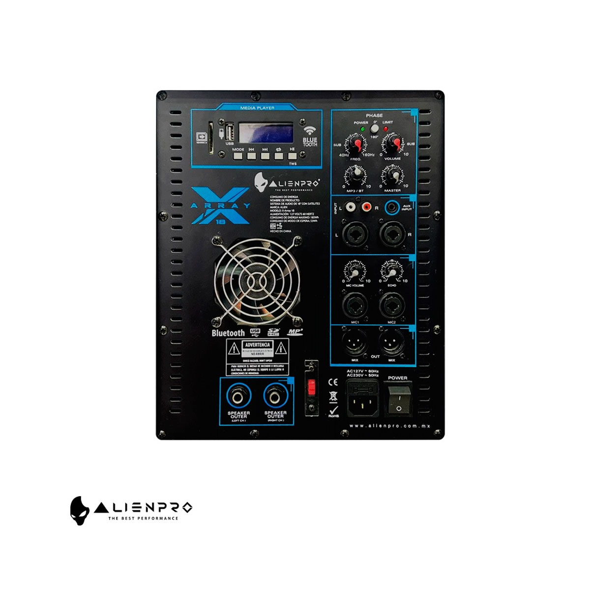 Sistema Lineal Profesional Alien Pro X-Array 18 Pulgadas - Negro