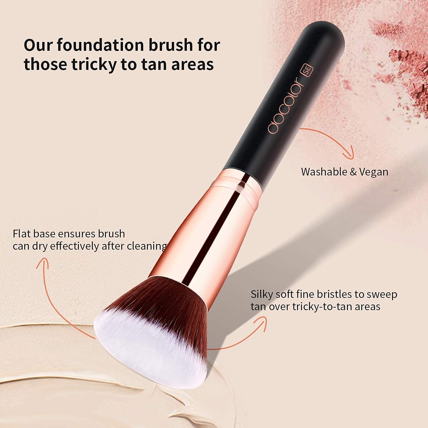 Docolor 6 + 1 esponjas de maquillaje con cepillo de base, brocha Kabuki de parte superior plana y esponja de belleza multicolor sin látex para líquido, crema y polvo, pulido, mezcla, base de cobertura completa