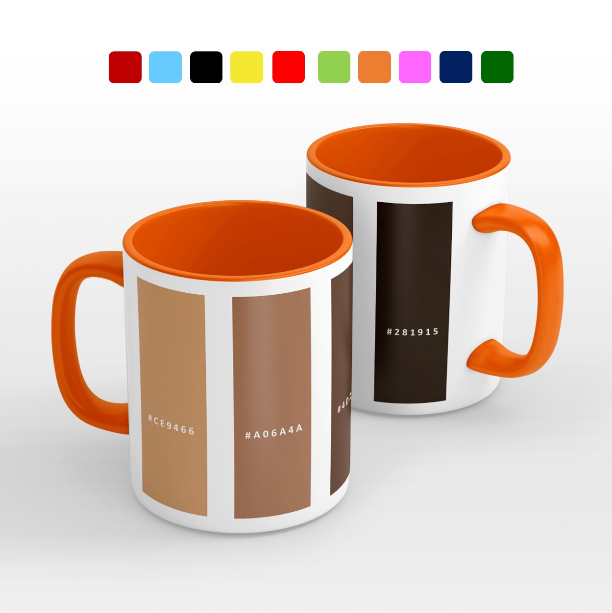 TAZA PERSONALIZADA PANTONE CAFÉ MODELO INTERIOR Y ASA DE COLOR