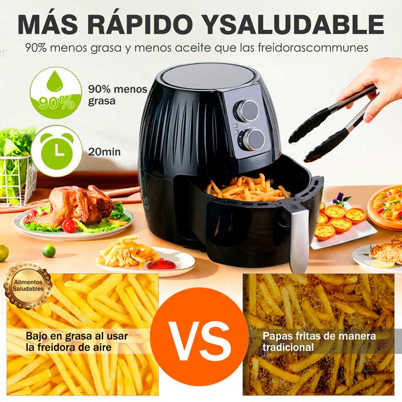 Horno Freidora Aire 5L Con Control Perilla Doble 1300W 120V