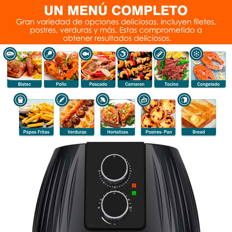 Horno Freidora Aire 5L Con Control Perilla Doble 1300W 120V