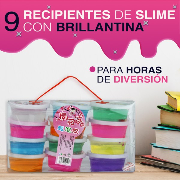 Set 12 Pcs Slime Colores Neon Didactico Niño Mayoreo Mm-105