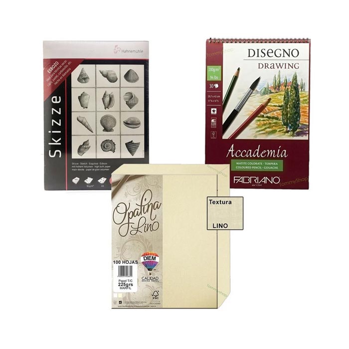Papel Dibujo Arte Acuarela Oleo Acrilico Texturizado + Block