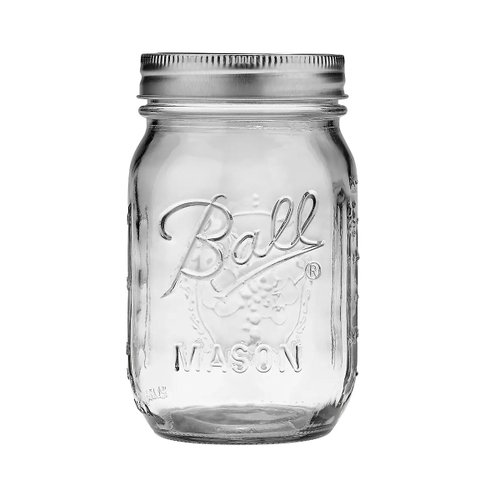 12 Frasco Vidrio Mason Jars Transparente 16oz/473ml Ball