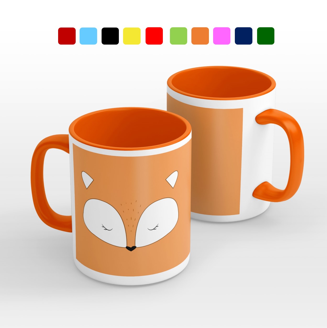 TAZA PERSONALIZADA ZORRO MODELO INTERIOR Y ASA DE COLOR