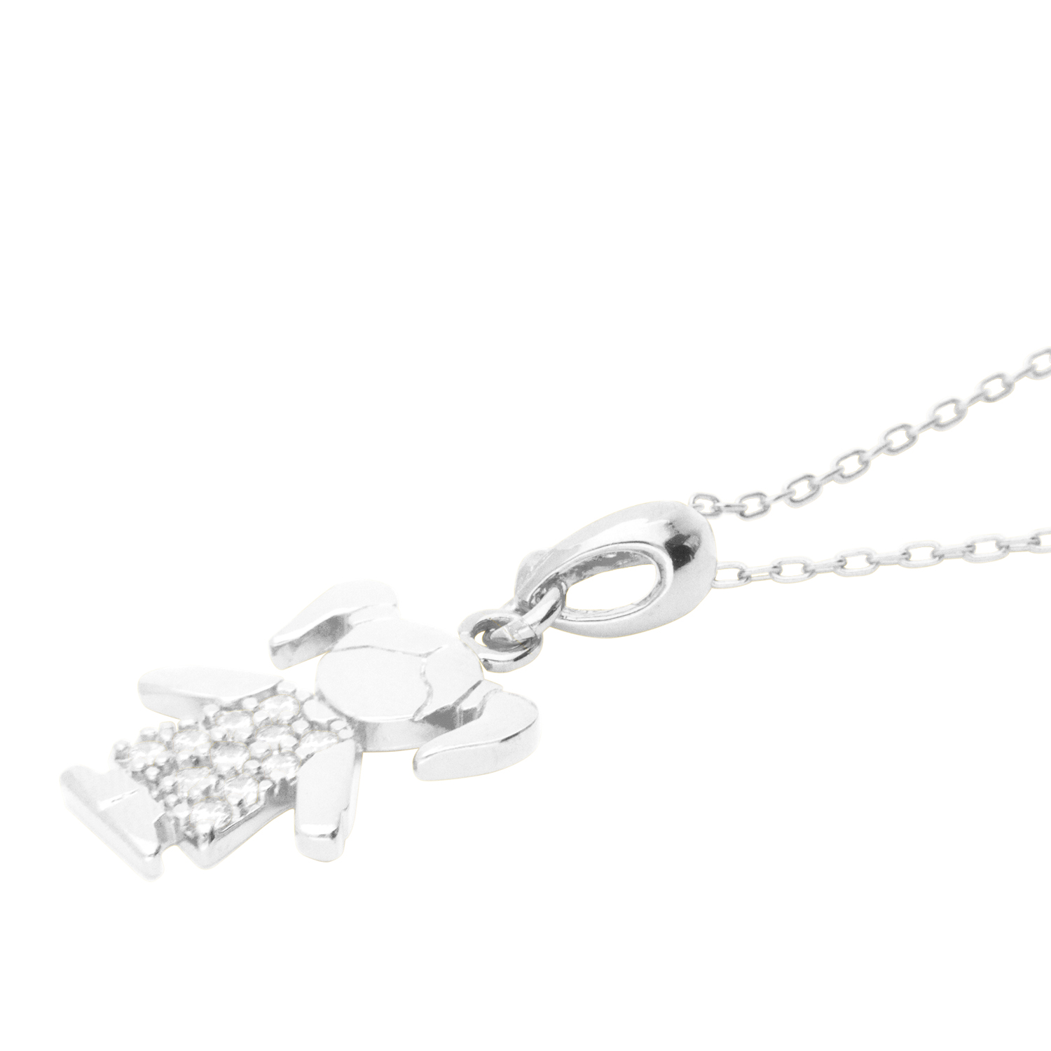 Collar para Mujer con Cristal Fino Europeo en forma de niña, Bañado en Rodio- Collar Elegante y Brillante-Collares de Mujer de Moda- Joyería para Mujer de Moda- Regalo especial