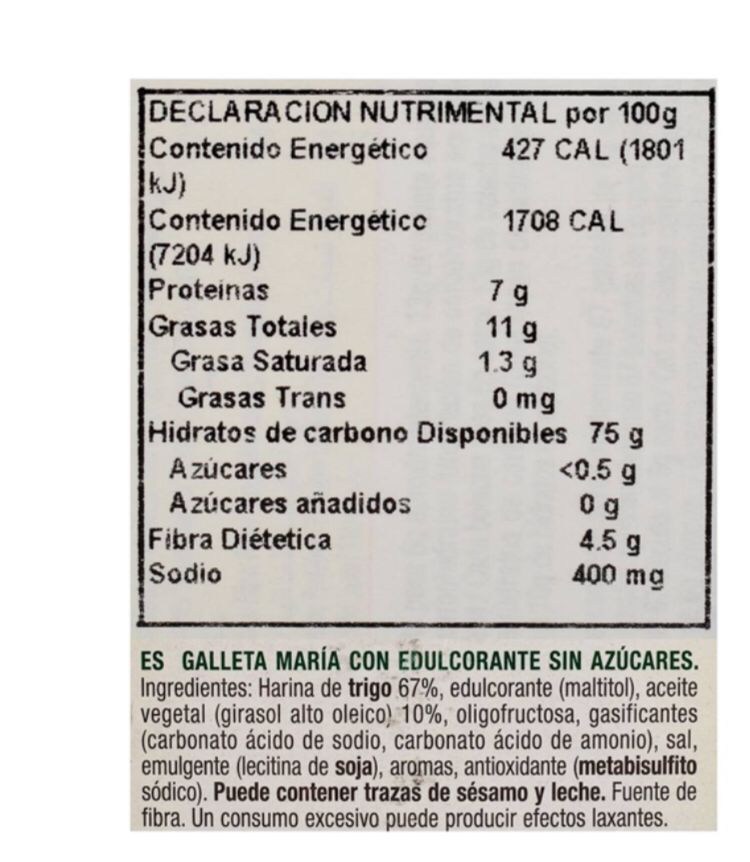 Gullón Galletas María Diet Nature Sin Azúcar 400g