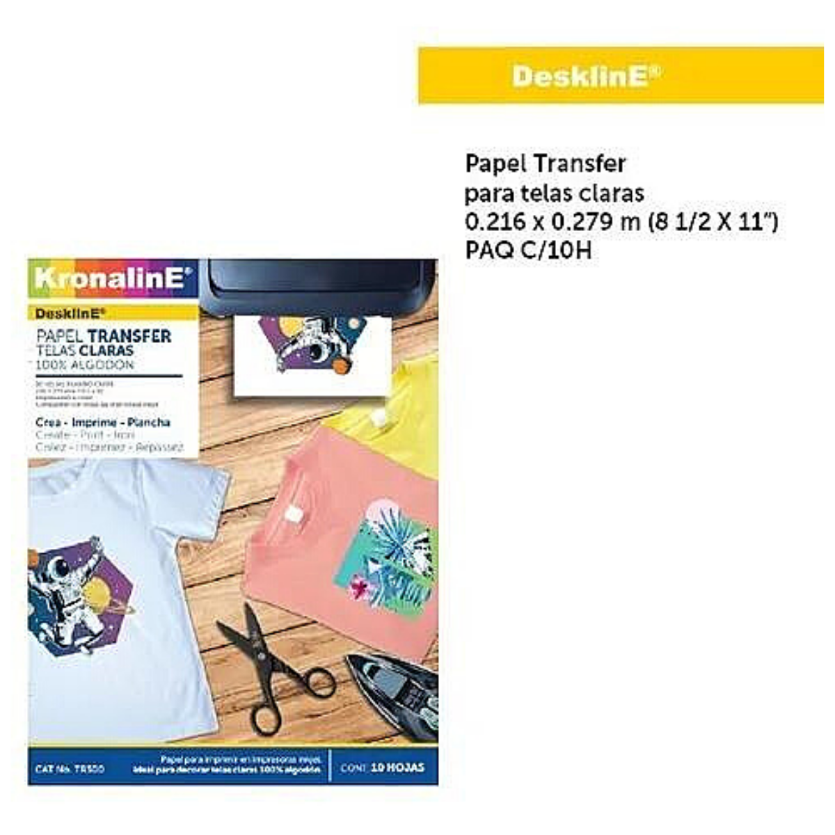 2 Pack de Papel Transfer Kronaline Telas Claras 10 Hojas Tr300