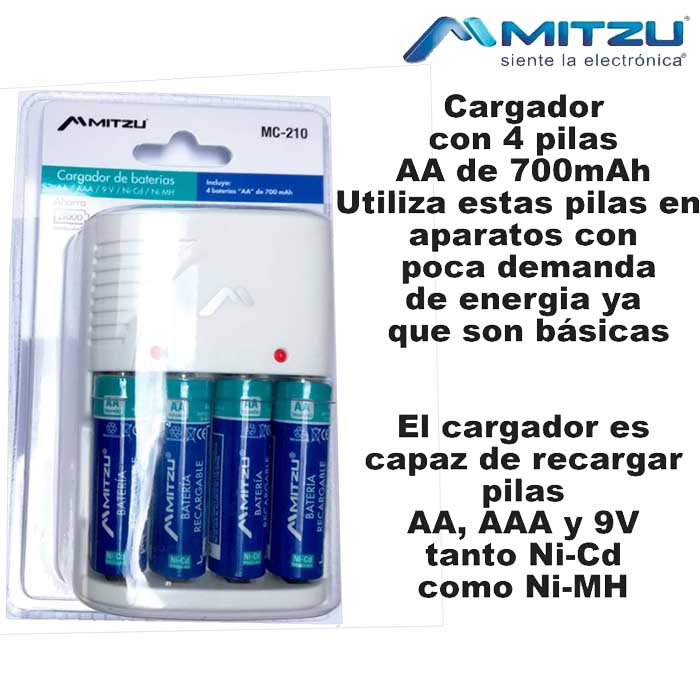 Batería recargable 9V de Ni-cd Mitzu