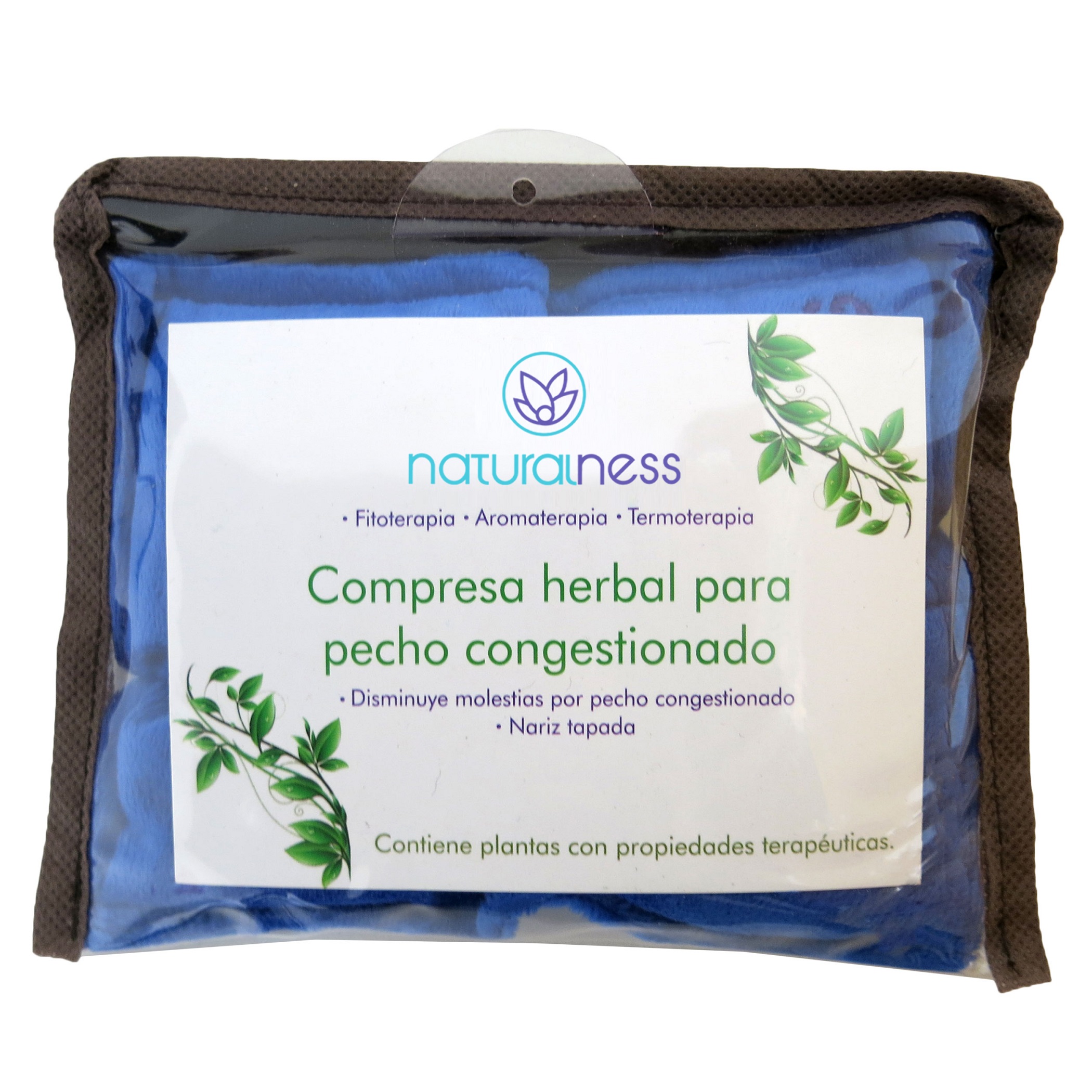 Naturalness Cojín compresa de semillas para pecho congestionado  Elaborada con Semillas y Plantas medicinales como menta, gordolobo eucalipto y sauco  entre otras.