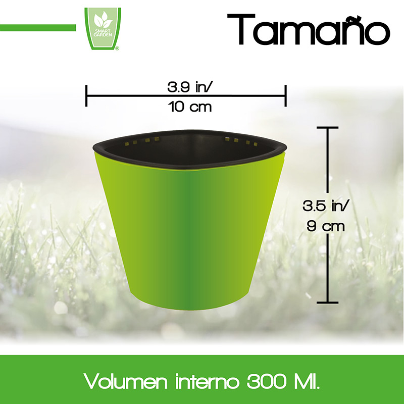 Kit educativo juguete didáctico para niños Aprendizaje de vocabulario inglés español, Germinación de plantas comestibles Maceta autorregable Kid planter SMART GARDEN Verde No incluye semillas.