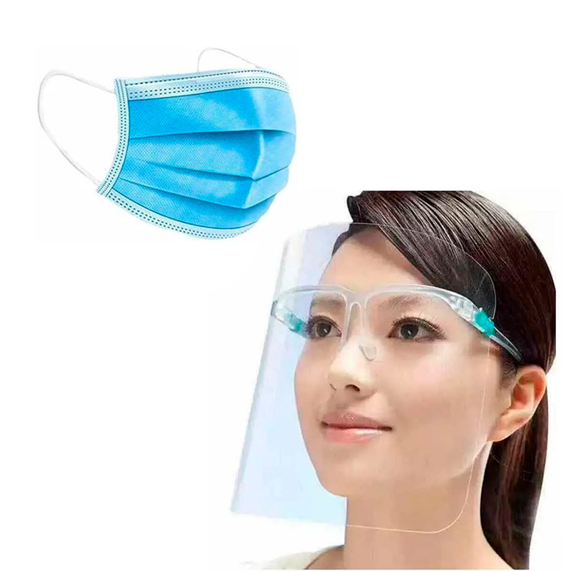 Kit 10 Caretas Protectoras Faciales Reutilizables y 50 Mascarillas Cubrebocas Protector