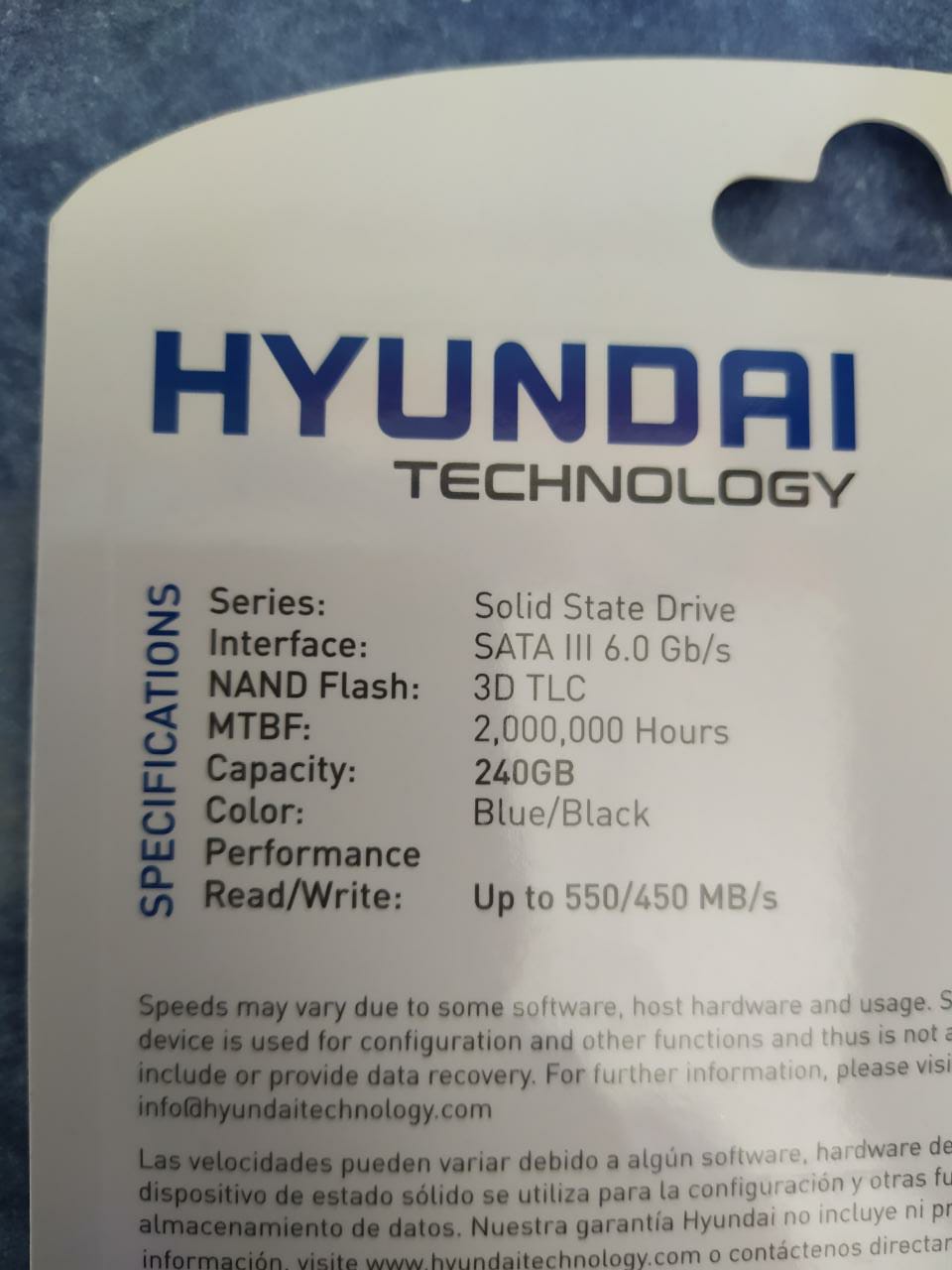 SSD HYUNDAI C2S3T/240G 240GB Serial ATA III 500 MB/s 400 MB/s Gbit/