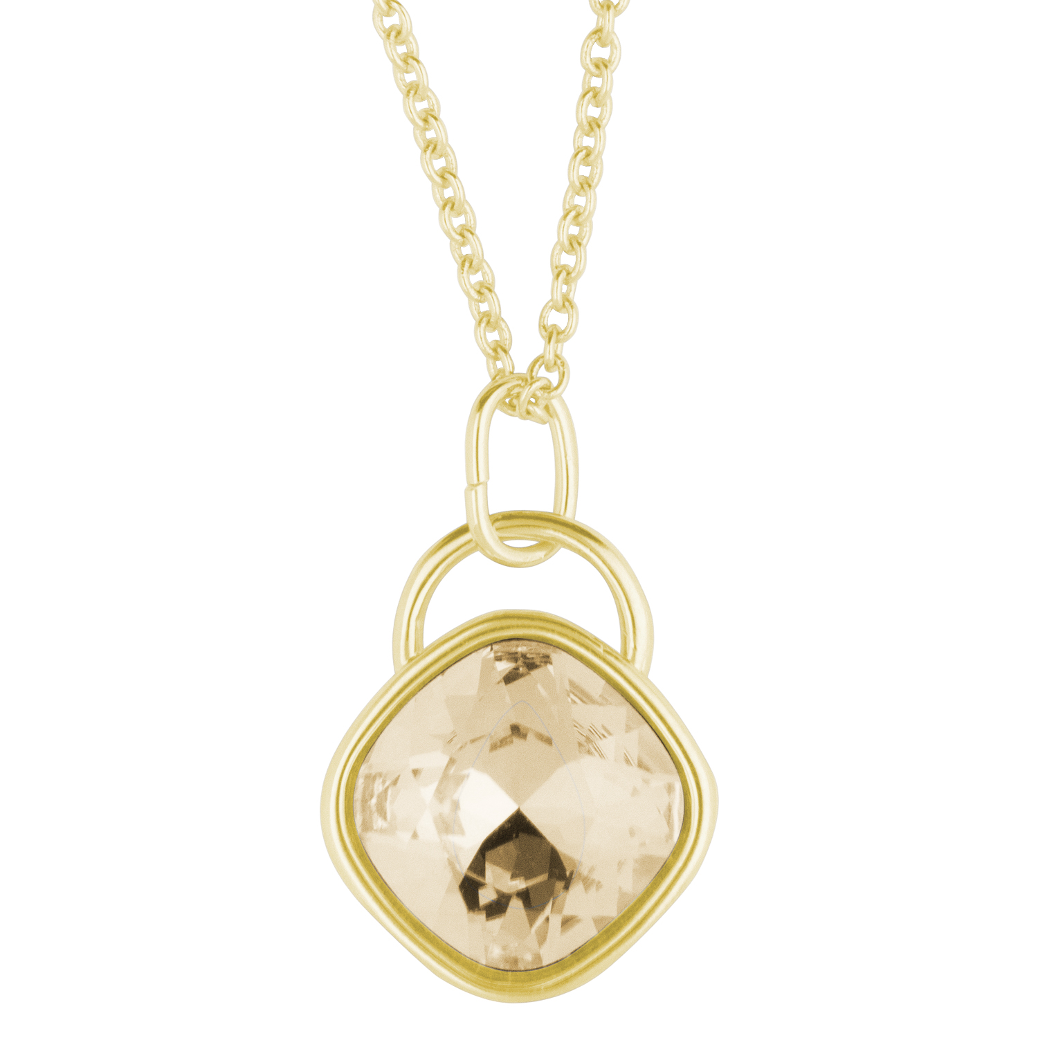 Collar para Mujer con Cristal Fino Europeo en forma de Rombo, Bañado en Oro 14k- Collar Elegante y Brillante-Collares de Mujer de Moda- Joyería para Mujer de Moda- Regalo especial