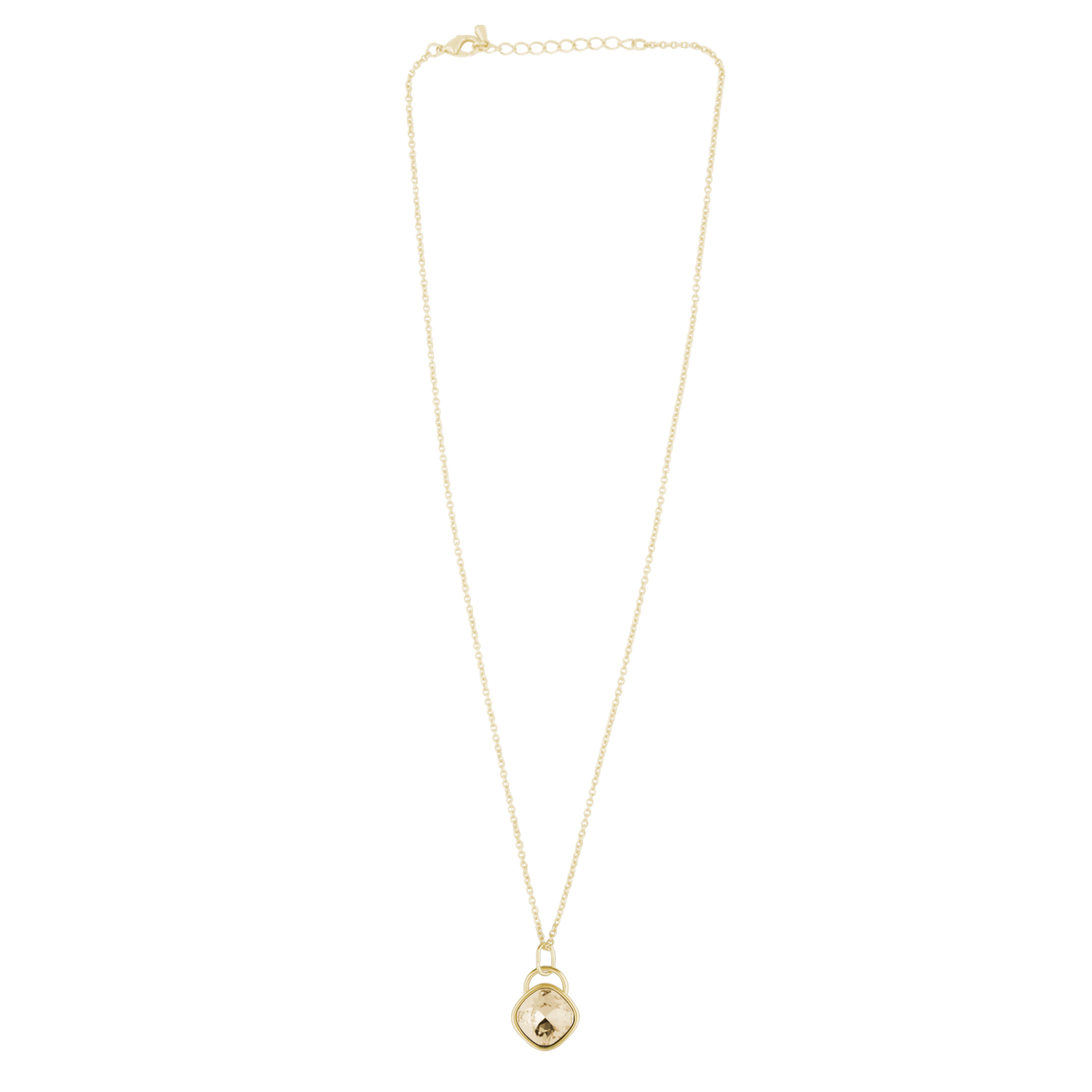 Collar para Mujer con Cristal Fino Europeo en forma de Rombo, Bañado en Oro 14k- Collar Elegante y Brillante-Collares de Mujer de Moda- Joyería para Mujer de Moda- Regalo especial