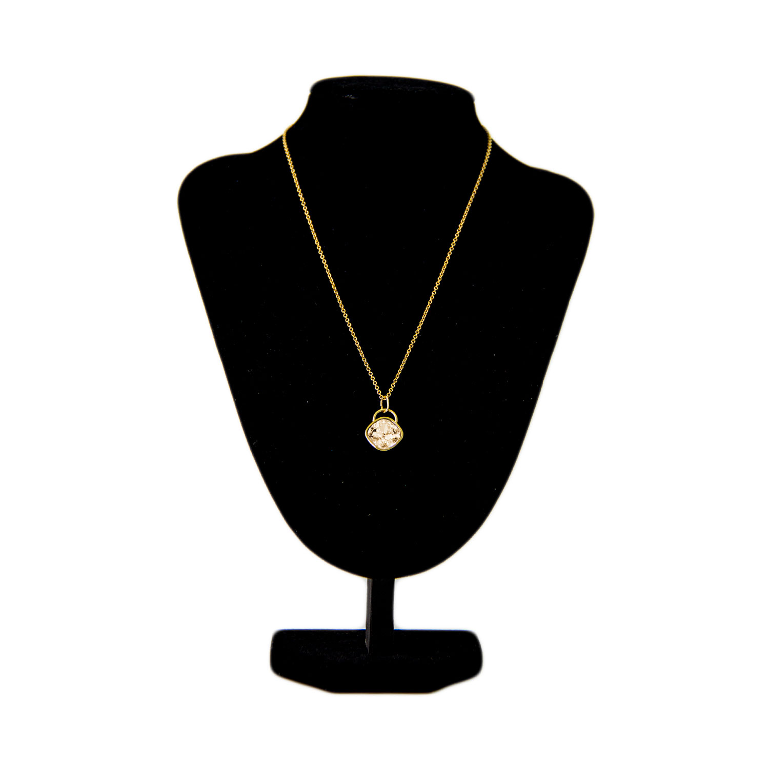 Collar para Mujer con Cristal Fino Europeo en forma de Rombo, Bañado en Oro 14k- Collar Elegante y Brillante-Collares de Mujer de Moda- Joyería para Mujer de Moda- Regalo especial