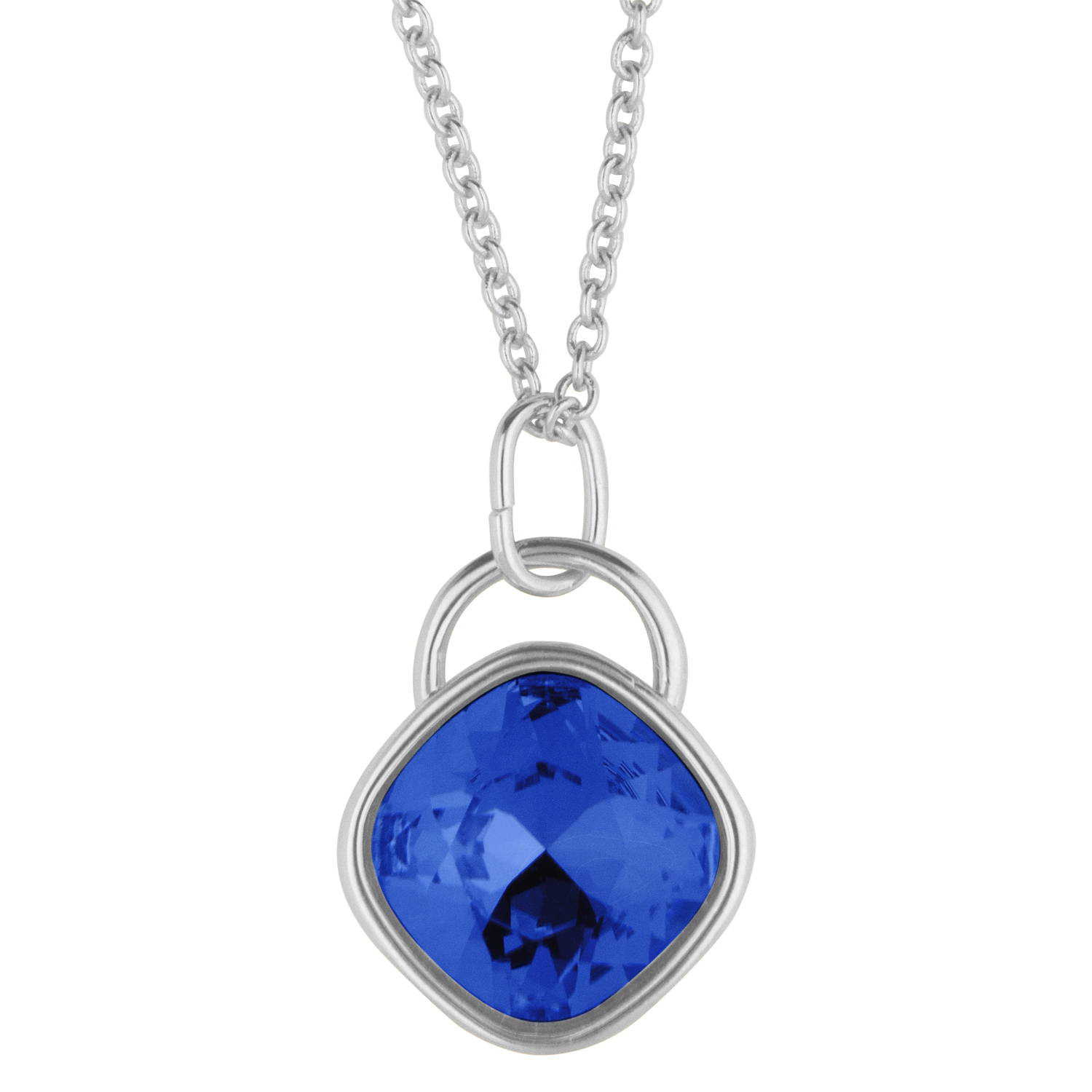 Collar para Mujer con Cristal Fino Europeo en forma de Rombo, Bañado en Rodio- Collar Elegante y Brillante-Collares de Mujer de Moda- Joyería para Mujer de Moda- Regalo especial