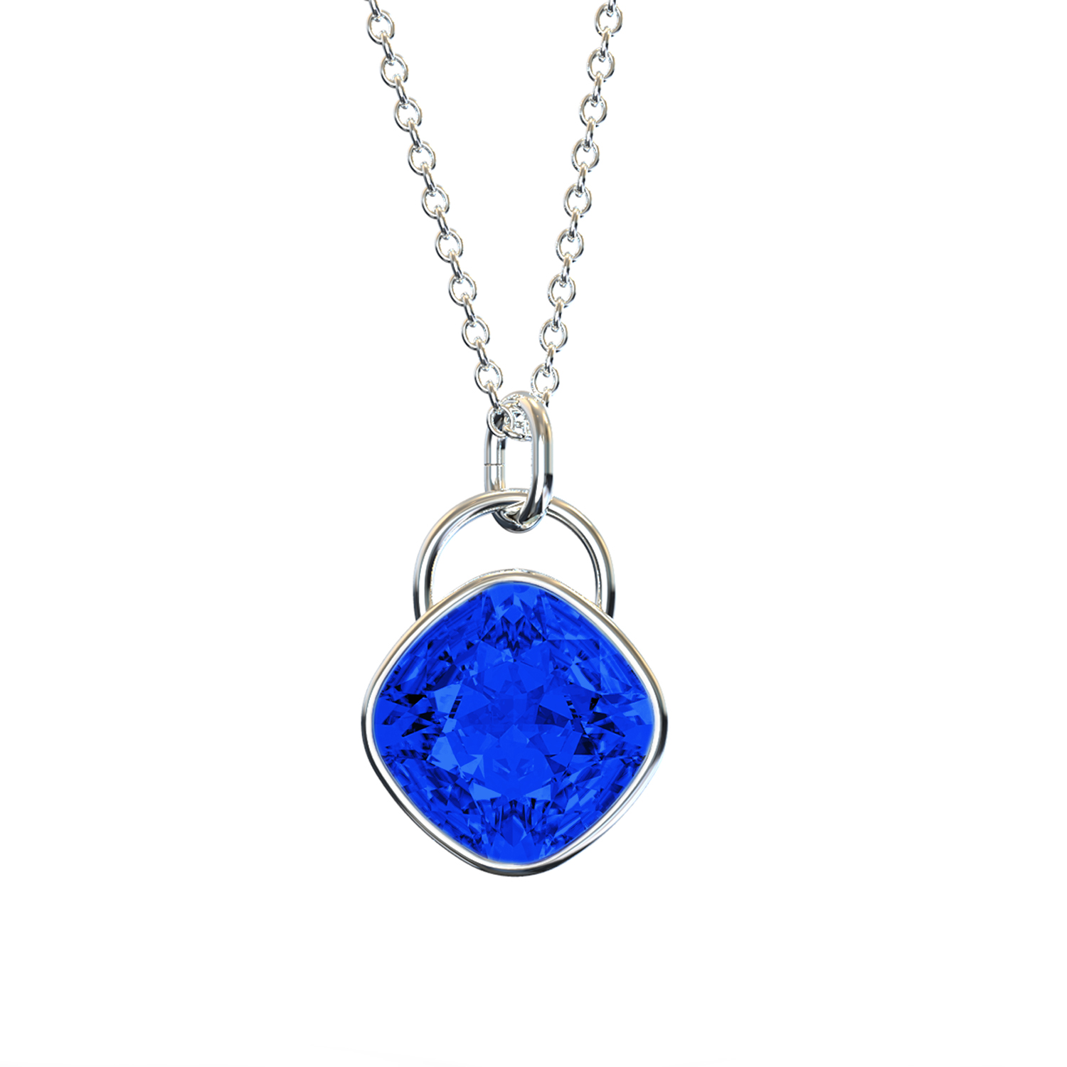 Collar para Mujer con Cristal Fino Europeo en forma de Rombo, Bañado en Rodio- Collar Elegante y Brillante-Collares de Mujer de Moda- Joyería para Mujer de Moda- Regalo especial