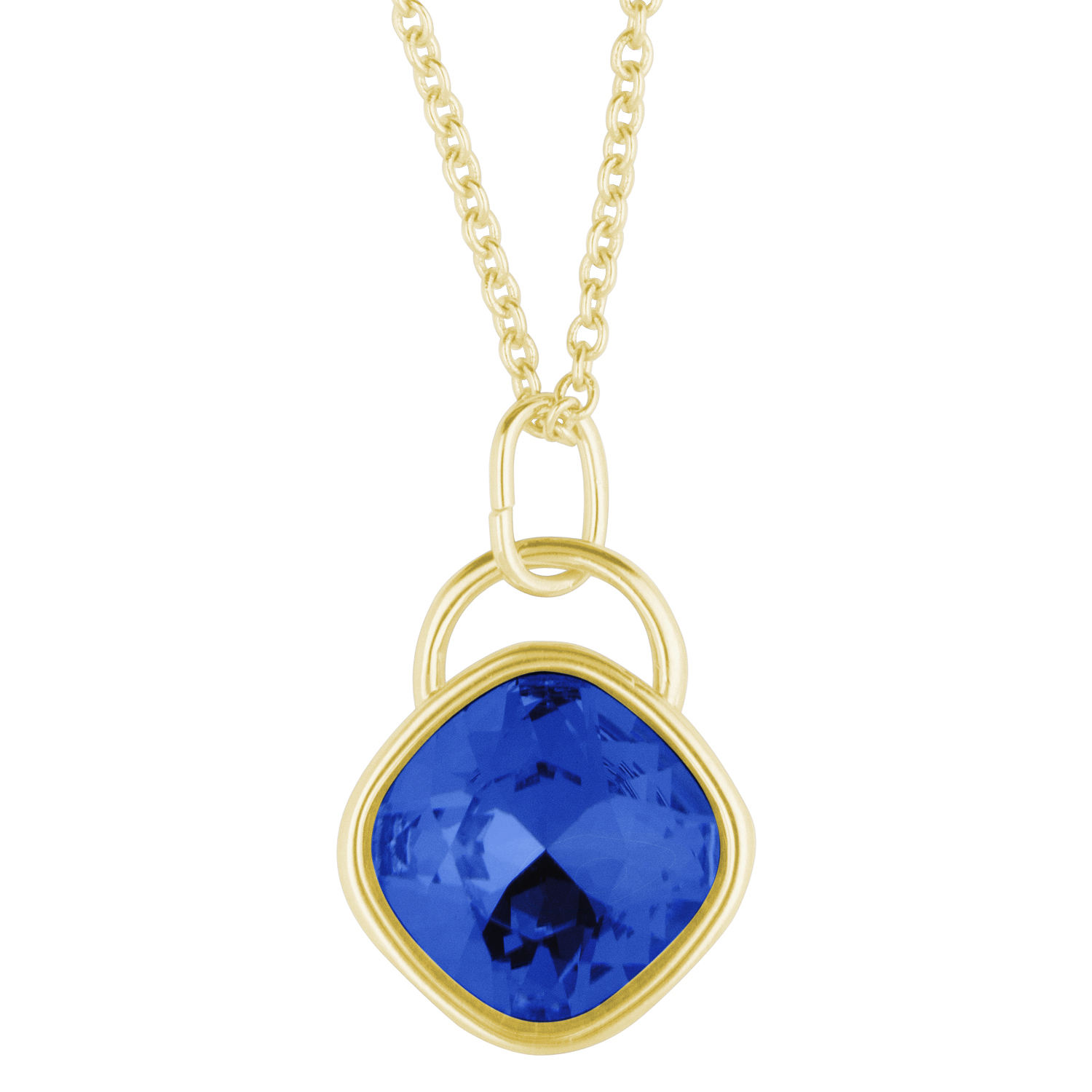 Collar para Mujer con Cristal Fino Europeo en forma de Rombo, Bañado en Oro 14k- Collar Elegante y Brillante-Collares de Mujer de Moda- Joyería para Mujer de Moda- Regalo especial