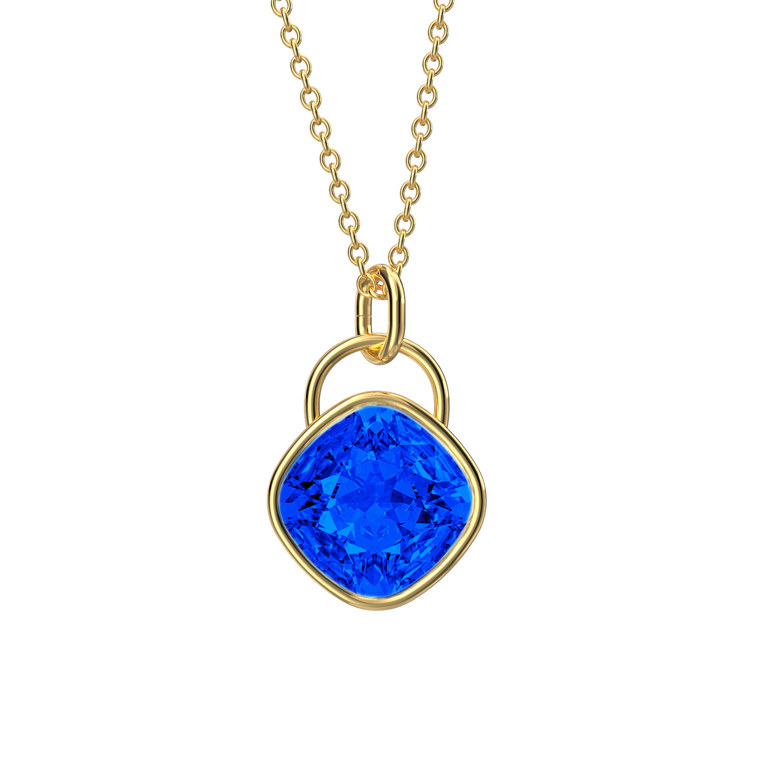 Collar para Mujer con Cristal Fino Europeo en forma de Rombo, Bañado en Oro 14k- Collar Elegante y Brillante-Collares de Mujer de Moda- Joyería para Mujer de Moda- Regalo especial
