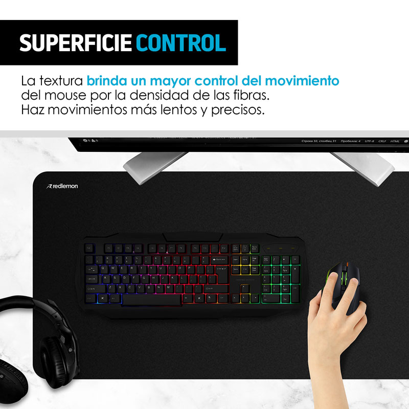 Mouse Pad Gamer XXL Superficie Control Resistente al Agua Redlemon