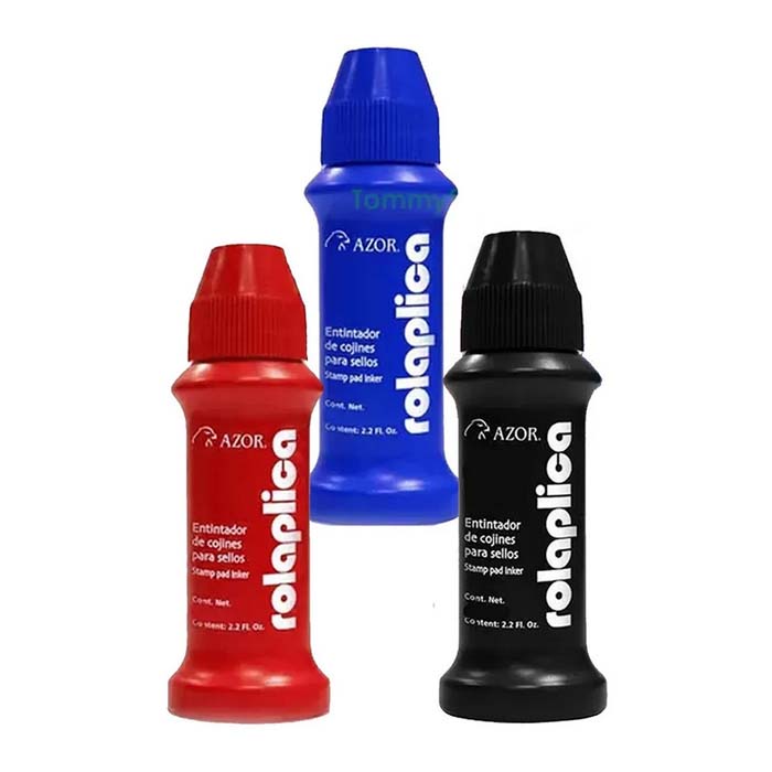 Tinta Para Sellos Roll On Botella Liquida Azul Rojo Negro