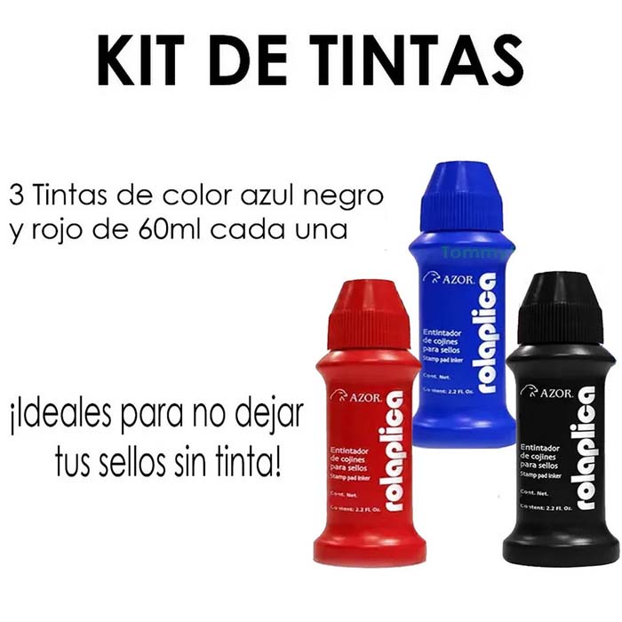 Tinta Para Sellos Roll On Botella Liquida Azul Rojo Negro