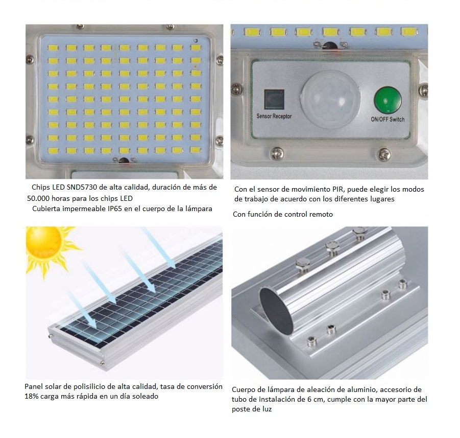 Luminaria solar 150w Alumbrado Publico Cuerpo Aluminio all in one