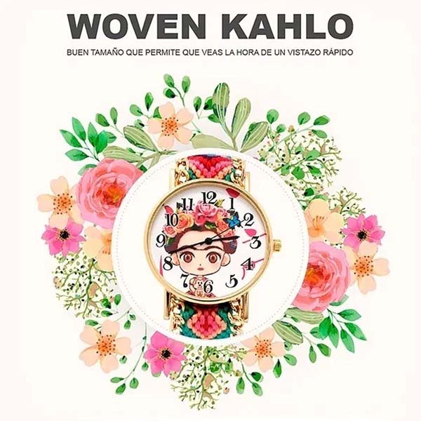 Reloj de Pulsera para Mujer, Dibujo Animado de Frida Kahlo, Ajustable, Análogo, Moderno, Correa de T Multicolor 25 mm