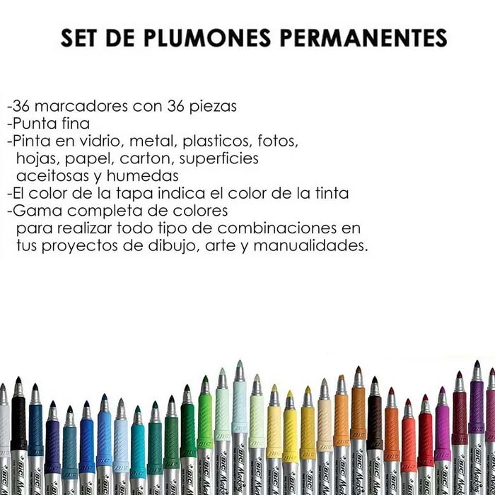 42 Plumones Permanentes Bic Marking Marcadores Con Pastel Bic