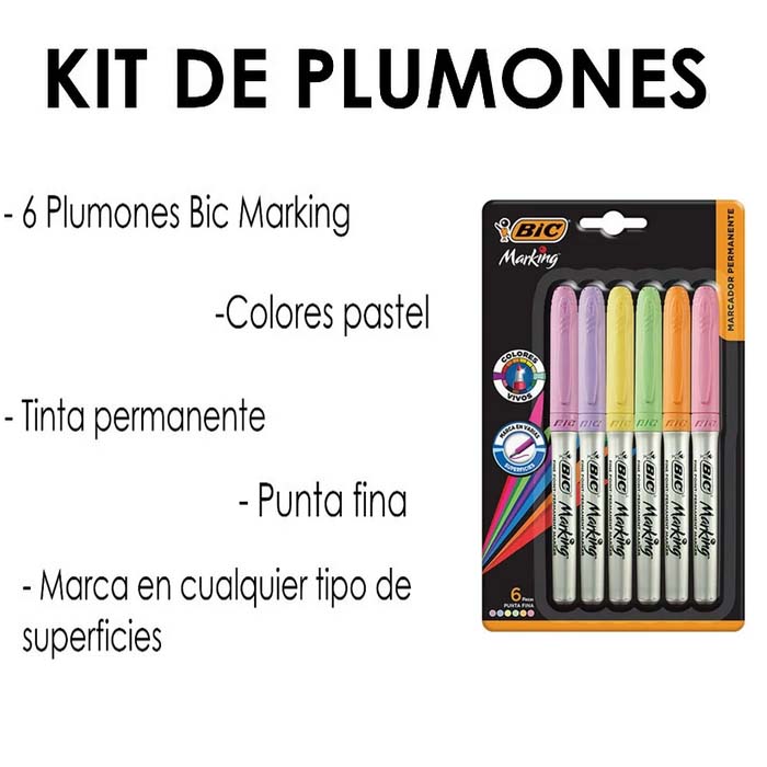 Plumones Permanentes Bic Marking Colores Pastel Marcadores bic.