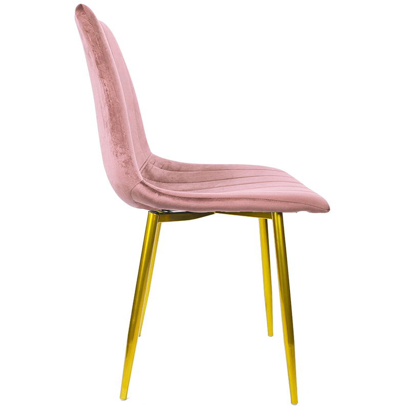 Silla Eames Tapizada Kit 4 Sillas Comedor Vintage Terciopelo Rosa Patas Doradas Minimalista