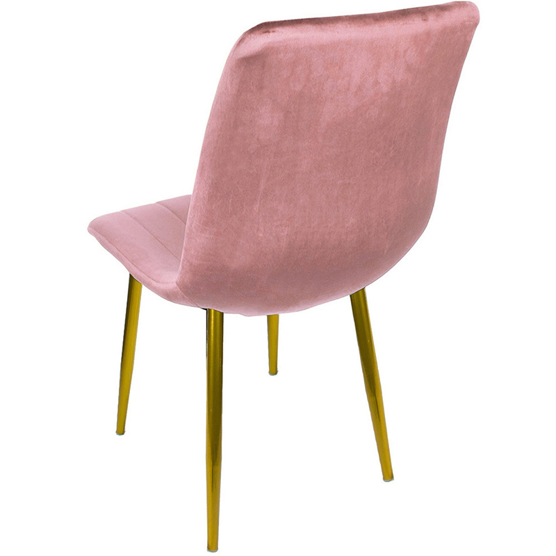 Silla Eames Tapizada Kit 4 Sillas Comedor Vintage Terciopelo Rosa Patas Doradas Minimalista