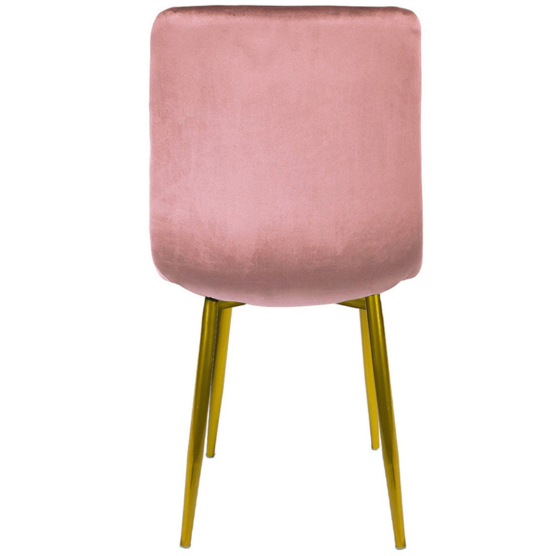 Silla Eames Tapizada Kit 4 Sillas Comedor Vintage Terciopelo Rosa Patas Doradas Minimalista