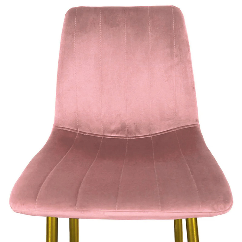 Silla Eames Tapizada Kit 4 Sillas Comedor Vintage Terciopelo Rosa Patas Doradas Minimalista
