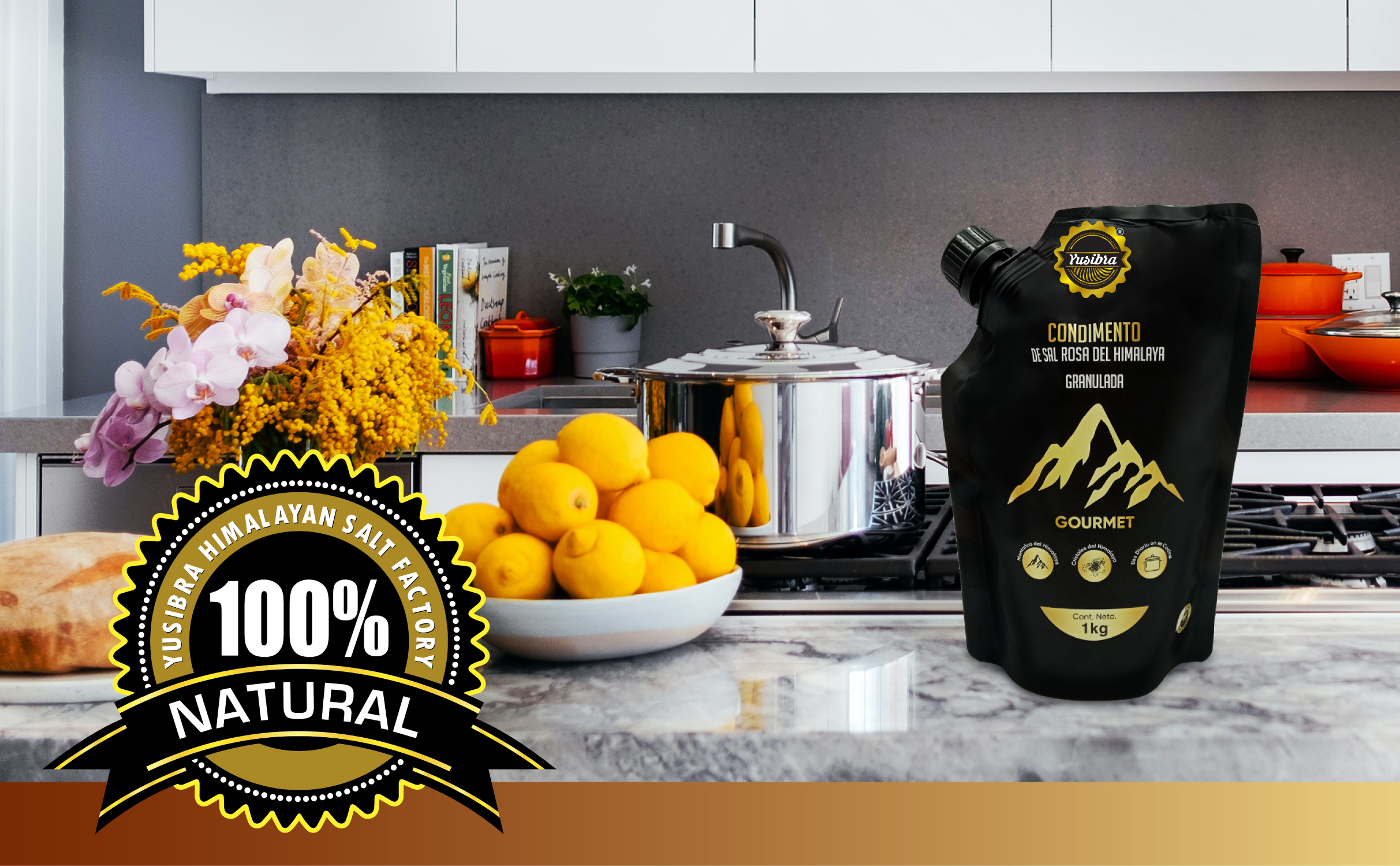 1 kilo de Sal del Himalaya Granulada | Un kilo de Sal Rosa Cristalizada del Himalaya Yusibra