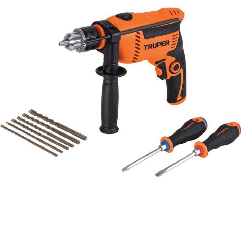  Rotomartillo 600W con 6 brocas para Concreto -desarmadores Combo Truper COMBOR-1/2A7