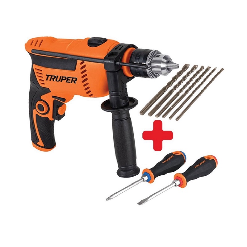  Rotomartillo 600W con 6 brocas para Concreto -desarmadores Combo Truper COMBOR-1/2A7