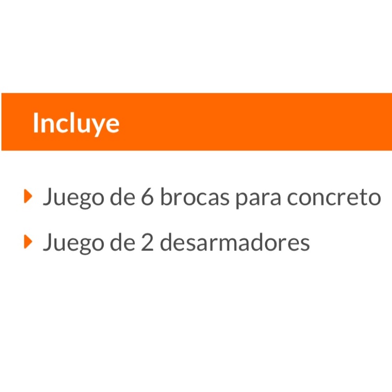  Rotomartillo 600W con 6 brocas para Concreto -desarmadores Combo Truper COMBOR-1/2A7