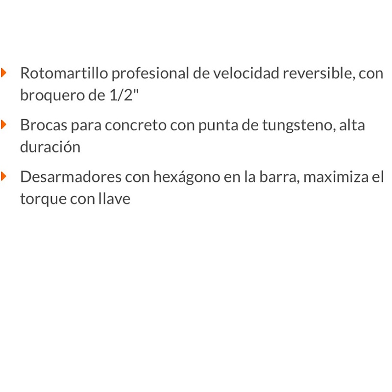  Rotomartillo 600W con 6 brocas para Concreto -desarmadores Combo Truper COMBOR-1/2A7