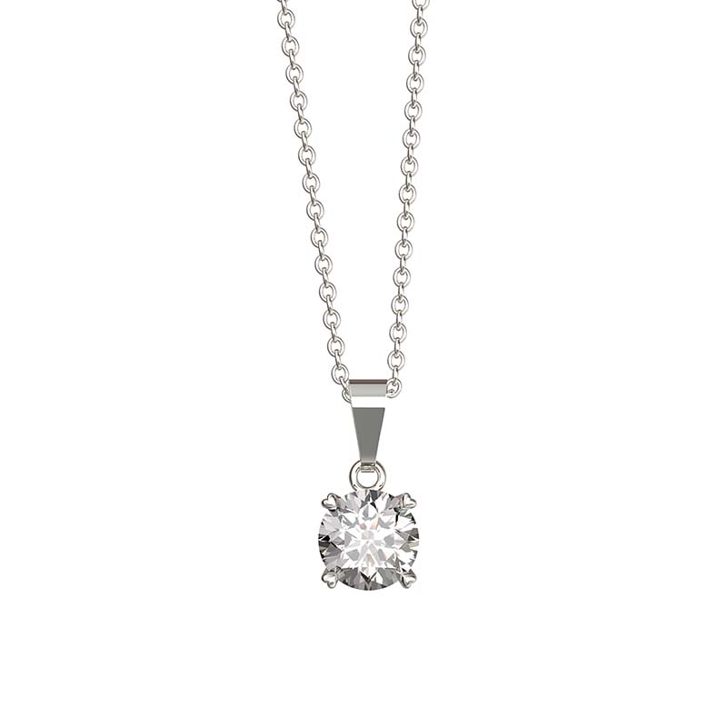 Collar para Mujer con Cristal Fino Europeo Solitario, Bañado en Rodio- Collar Elegante y Brillante-Collares de Mujer de Moda- Joyería para Mujer de Moda- Regalo especial