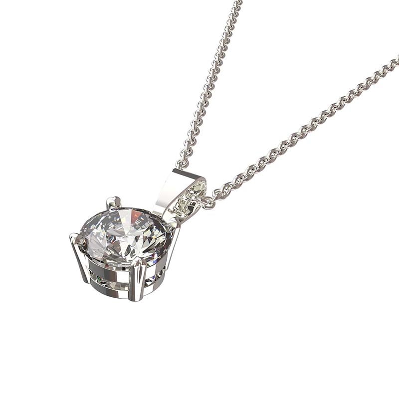 Collar para Mujer con Cristal Fino Europeo Solitario, Bañado en Rodio- Collar Elegante y Brillante-Collares de Mujer de Moda- Joyería para Mujer de Moda- Regalo especial