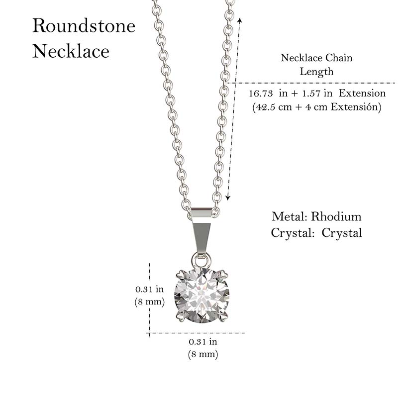 Collar para Mujer con Cristal Fino Europeo Solitario, Bañado en Rodio- Collar Elegante y Brillante-Collares de Mujer de Moda- Joyería para Mujer de Moda- Regalo especial